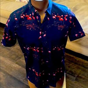 Ted Baker Pink Flamingo Short Dress Shirt